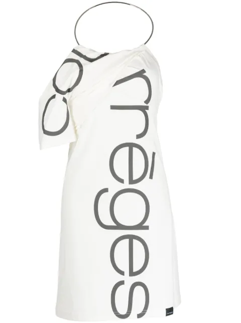Courrèges logo-print one-shoulder dress White 423JRO301JS0112