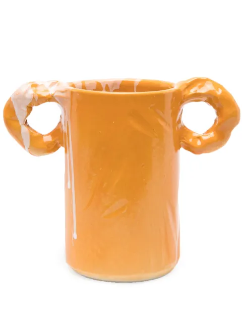NIKO JUNE Studio paint-splatter ceramic vase Orange 22STVAOR