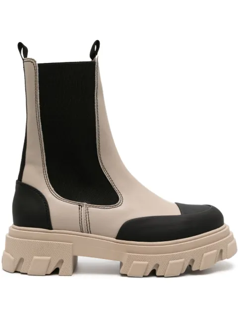 GANNI Cleated faux-leather chelsea boots Neutrals S2372
