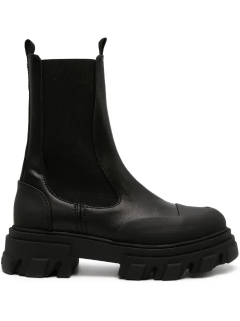 GANNI Cleated faux-leather chelsea boots Black S2576
