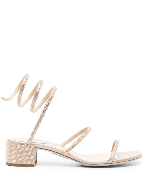 René Caovilla Cleo 40mm crystal-embellished sandals Neutrals C12037040R001V104