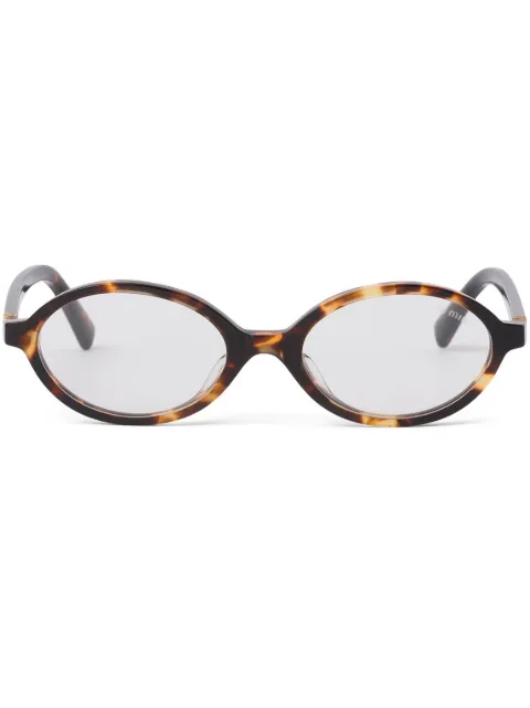 Miu Miu Eyewear Runway logo-plaque sunglasses Brown SMU04ZC050SVAU