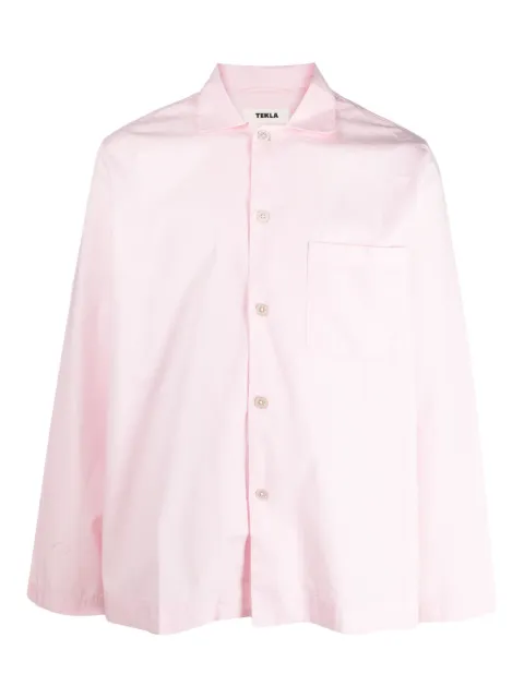 TEKLA cotton poplin pajama shirt Pink SWTSP