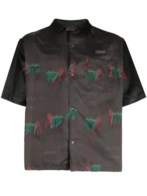4SDESIGNS graphic-print short-sleeve shirt Brown HHF231231032