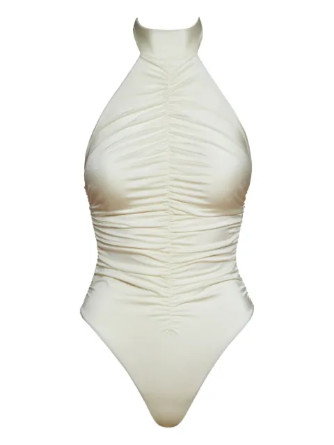 Noire Swimwear ruched halterneck swimsuit Neutrals NSW412