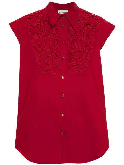 P.A.R.O.S.H. broderie-anglaise cotton shirt Red CANYOX24D381186