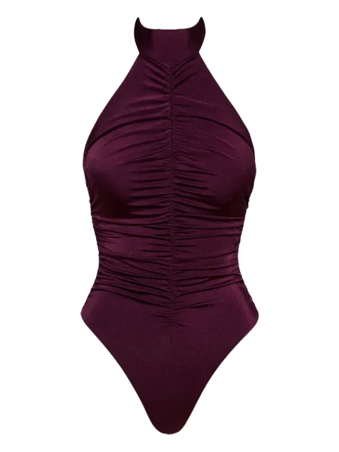 Noire Swimwear ruched halterneck swimsuit Purple NSW412