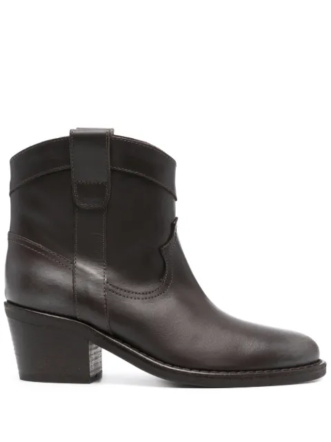 Via Roma 15 Texan 65mm leather ankle boots Brown 3853