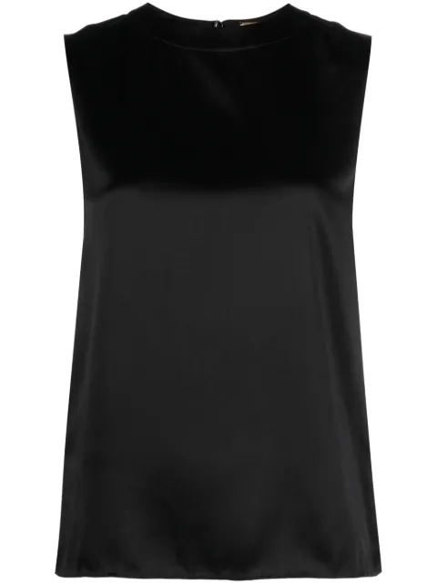Saint Laurent keyhole-detail silk tank top Black 769344Y7G27