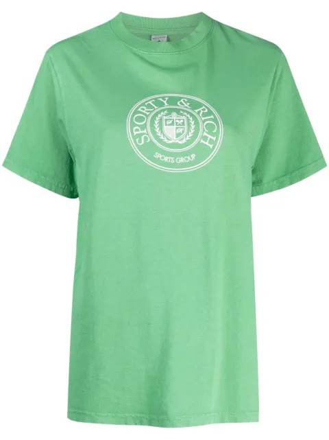 Sporty & Rich logo-print cotton T-shirt Green TSAW2343VE