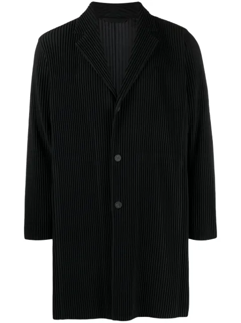 Issey Miyake fully-pleated plissé long coat Black HP39JD402