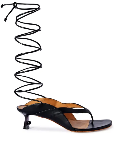 Off-White Lollipop lace-up leather sandals Black OWIH057S24LEA0011009