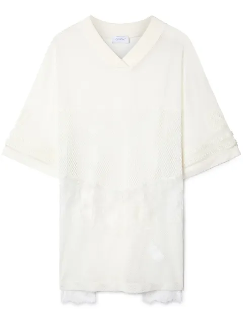 Off-White panelled semi-sheer cotton T-shirt White OWAD247S24FAB0010101