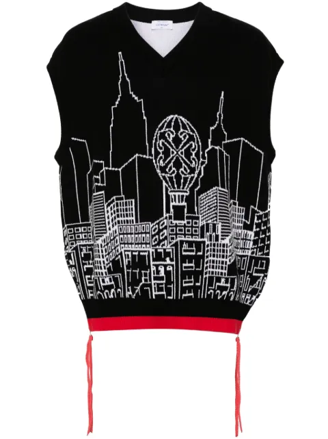 Off-White intarsia-knit sleeveless jumper Black OMHZ019S24KNI0011001
