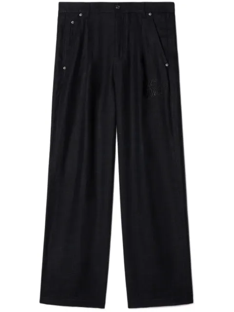 Off-White wide-leg linen trousers Black OMCE048S24FAB0014710