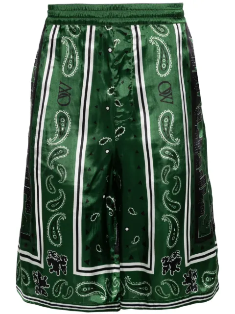 Off-White bandana-print twill shorts Green OMCB092S24FAB0015700