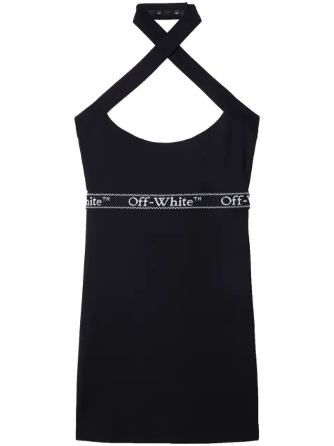 Off-White logo-waistband criss-cross straps minidress Black OWVT036S24JER0011001