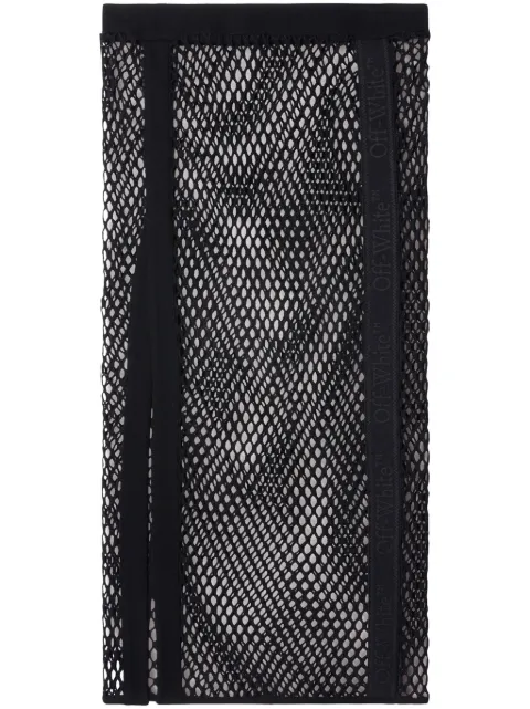 Off-White logo-tape mesh skirt Black OWFB005S24FAB0011010