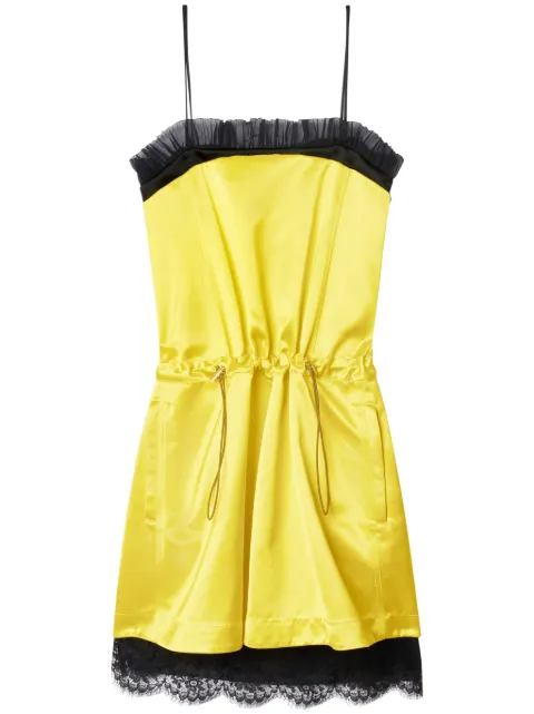 Off-White lace-trim duchess satin weave minidress Yellow OWDB516S24FAB0015510