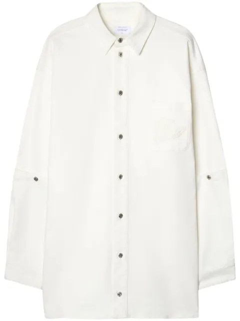 Off-White 90s logo-appliqué cotton shirt Neutrals OMYD059S24DEN001