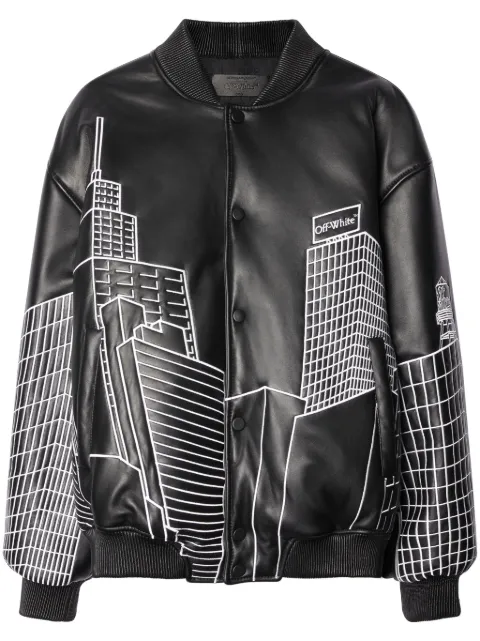 Off-White Skyline leather bomber jacket Black OMJA136S24LEA0031001