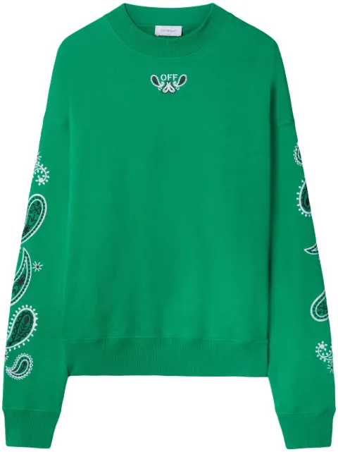 Off-White Arrow bandana-embroidered cotton sweatshirt Green OMBA054S24FLE0025501
