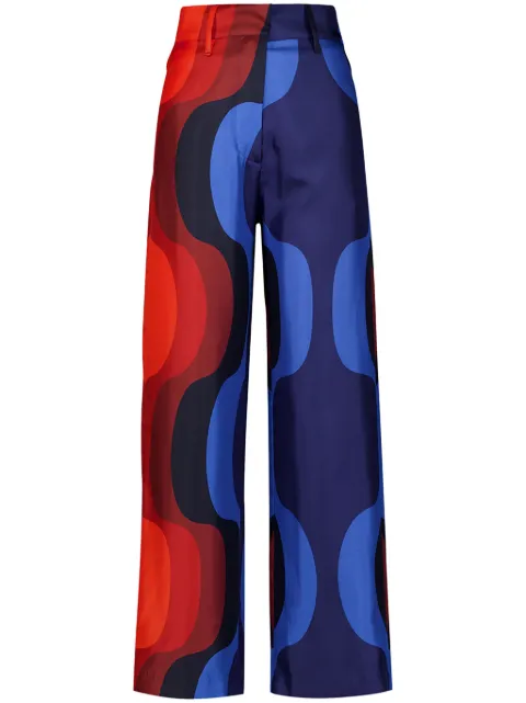 PAULA Sonia wave-print silk trousers Blue SONIA2