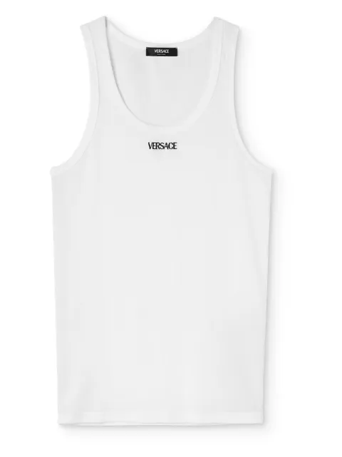 Versace cotton ribbed tank top White 10131251A09410
