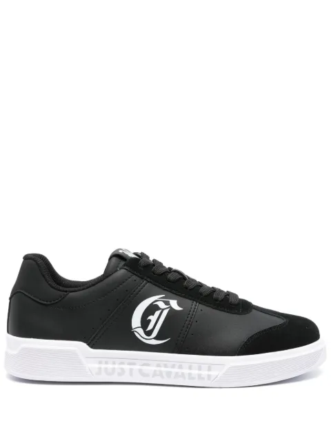 Just Cavalli logo-print leather sneakers Black 76QA3SB8ZP392