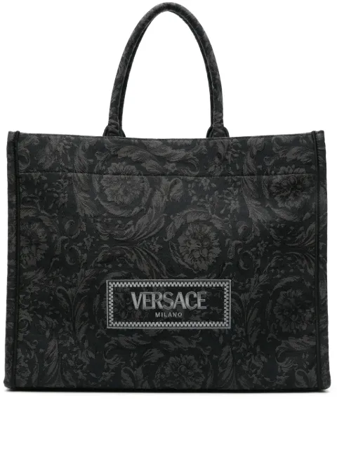 Versace Barocco Athena jacquard canvas tote bag Black 10131521A09741