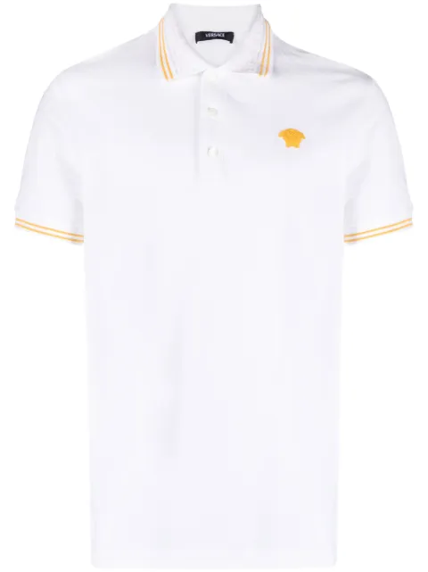 Versace embroidered cotton piqué polo White 10139101A09860