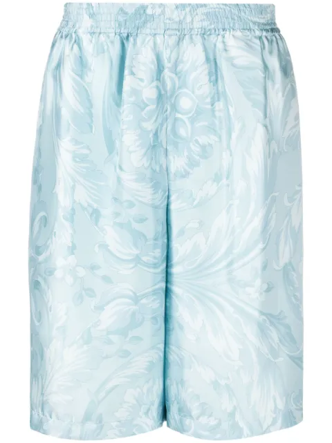 Versace Barocco-print silk shorts Blue 10024761A09582
