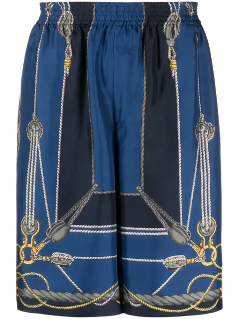 Versace Nautical-print silk shorts Blue 10024761A09762