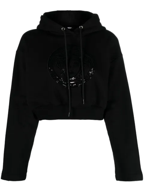 Versace Medusa Head-embellished cropped hoodie Black 10142931A10160