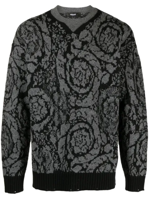 Versace Barocco-intarsia wool jumper Grey 10134001A09516