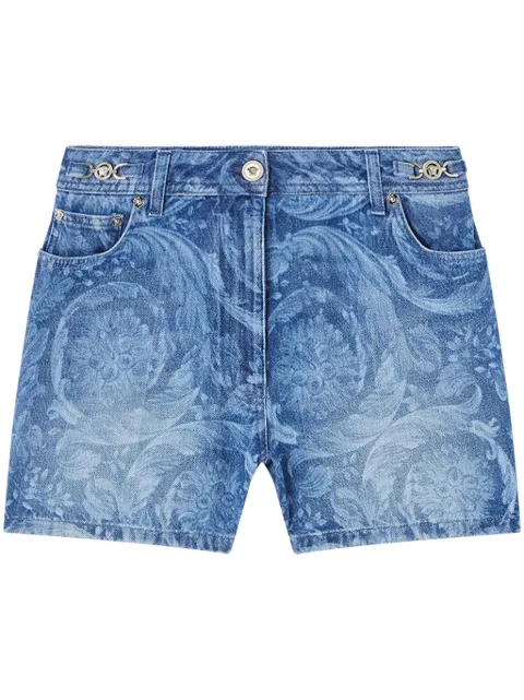 Versace logo-patch cotton shorts Blue 10136891A10029