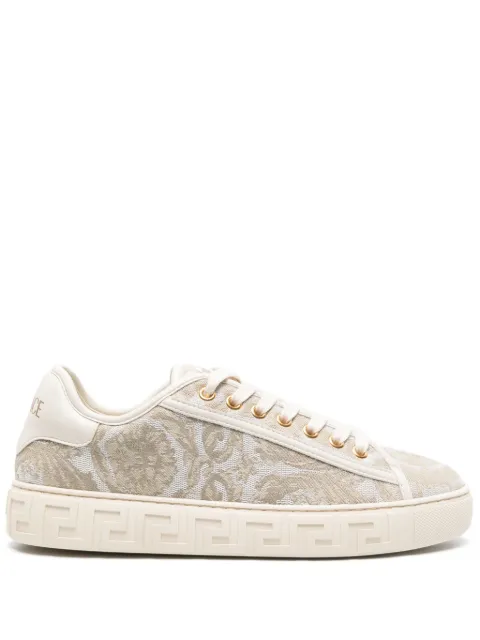 Versace Greca jacquard canvas sneakers Neutrals 10135681A09449