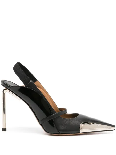 Off-White Allen 100mm leather slingback pumps Black OWIQ003F23LEA0011072