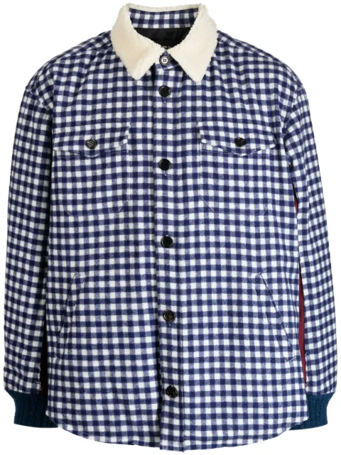 Undercover gingham-check flannel shirt jacket Blue UC2C4202