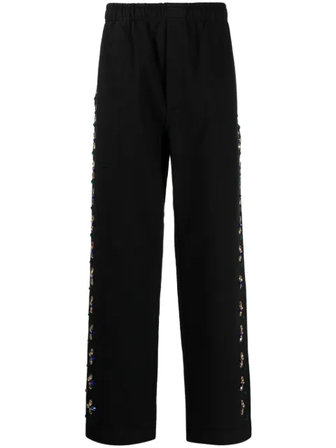 BODE Concord beaded cotton trousers Black MRF23CS033