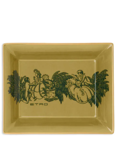 ETRO HOME Amanti-motif porcelain tray Yellow 326648165