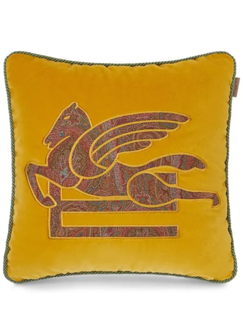 ETRO HOME Pegaso-embroidered paisley-jacquard cushion Yellow 41B769255