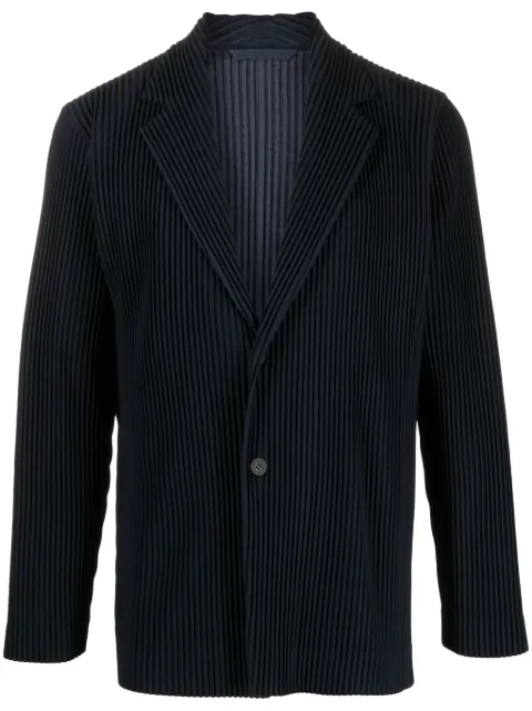 Homme Plissé Issey Miyake notched-lapels pleated blazer Blue HP39JD401