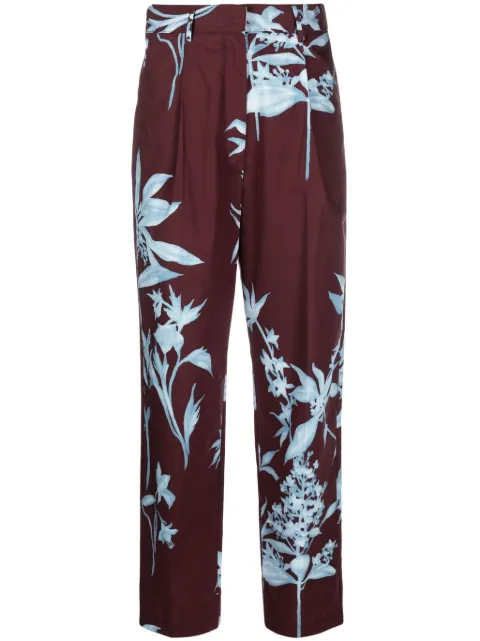 Forte Forte floral-pattern cotton straight-leg trousers Brown 12124MYPANTS