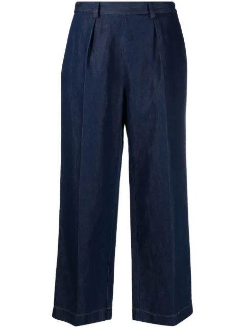 Forte Forte inverted-pleat cotton blend cropped jeans Blue 12014MYPANTS