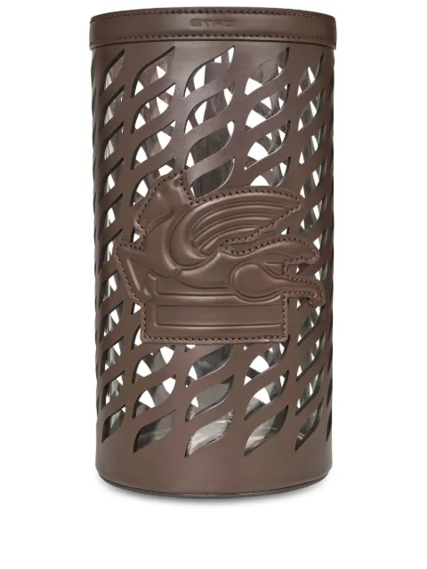 ETRO HOME Pegaso-motif leather vase holder Brown 326779269