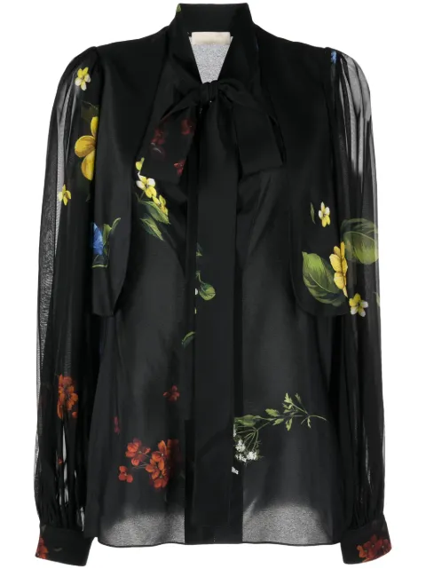 Elie Saab floral-print silk shirt Black 15687