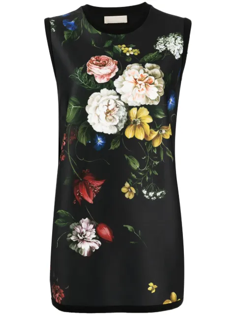 Elie Saab floral-print scuba-jersey top Black 15709