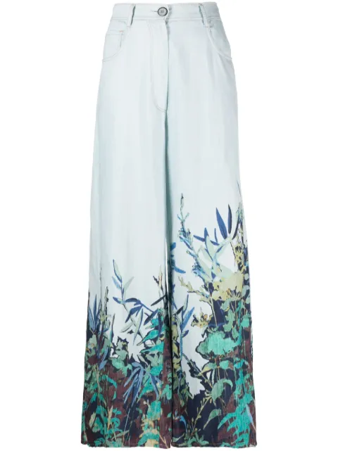 Forte Forte high-rise wide-leg cotton-linen pants Blue 12116