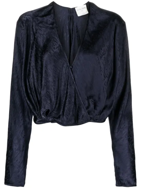 Forte Forte patterned-jacquard long-sleeve blouse Blue 12086MYSHIRT